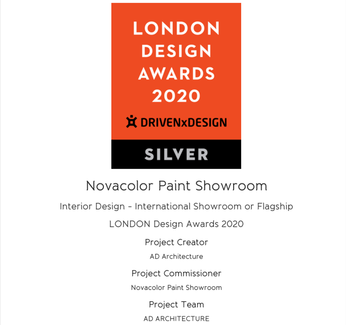 NOVACOLOR艺术漆展厅，斩获London Design Awards2020伦敦设计大奖